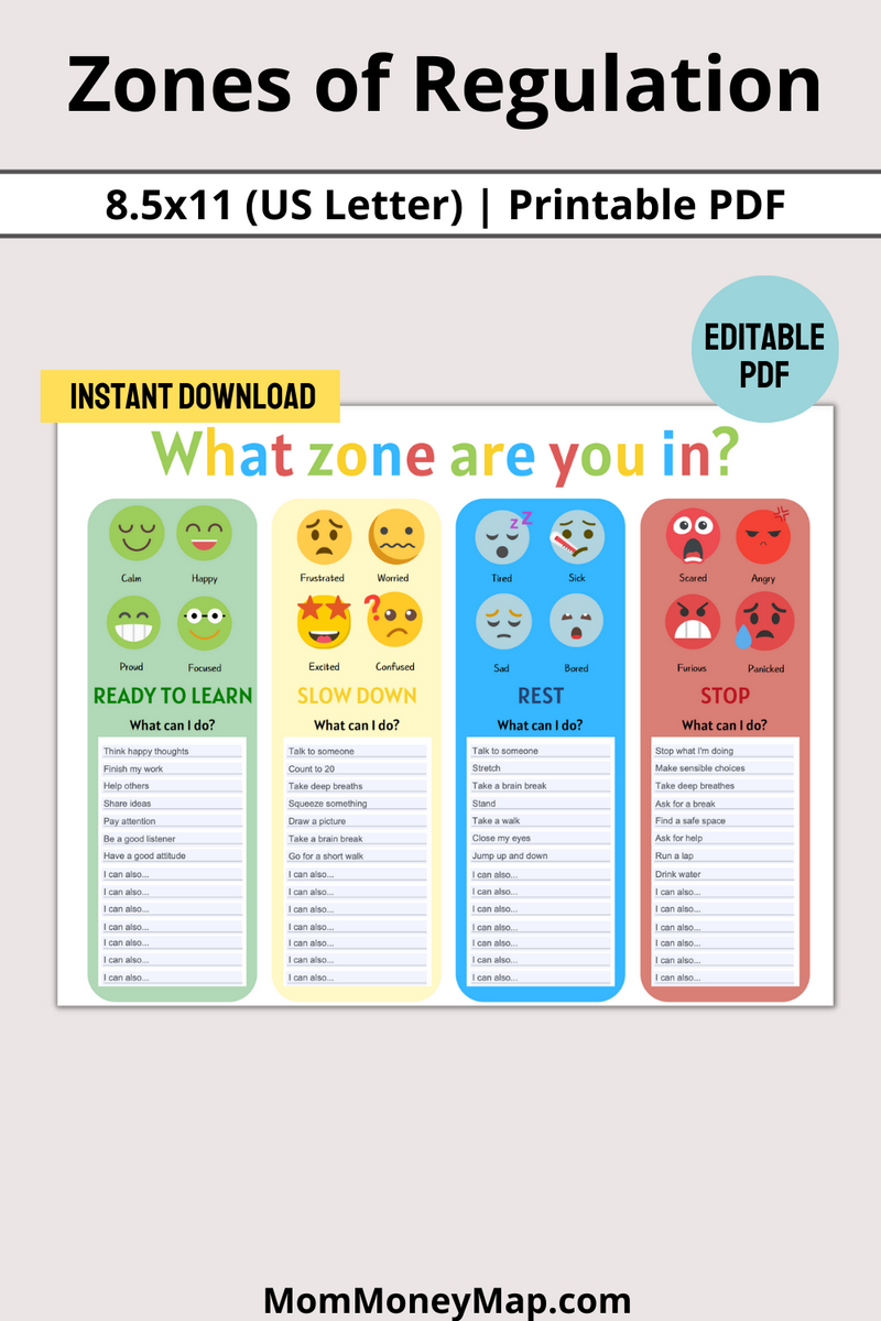 Zones Regulations Printable PDF – Mom Money Map