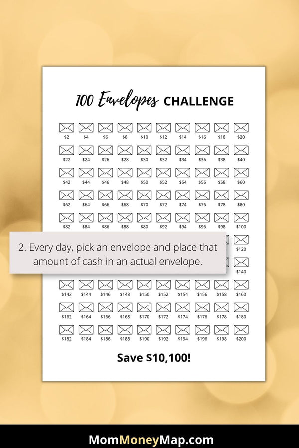 10000 Savings Challenge Printable PDF – Mom Money Map for 10k In 100 Days Challenge Free Printable
