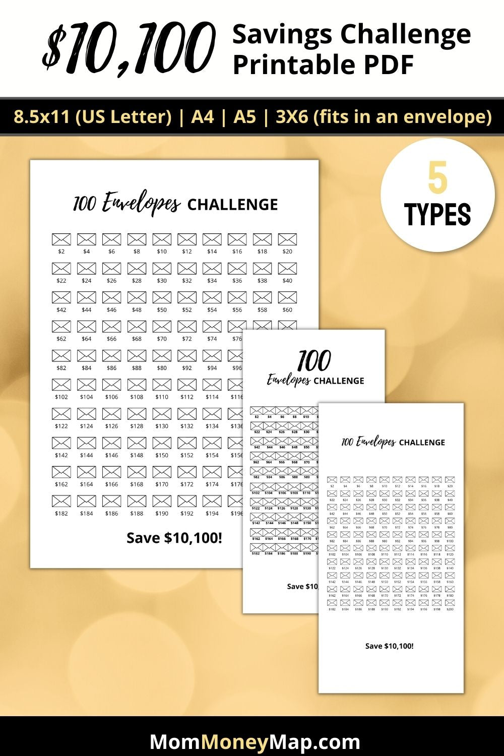 10000 Savings Challenge Printable PDF – Mom Money Map for 10k In 100 Days Challenge Free Printable