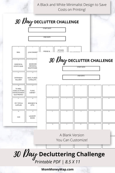 30 Day Decluttering Challenge Printable PDF Mom Money Map