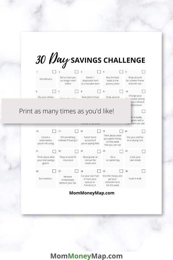 30-day-savings-challenge-printable-pdf-mom-money-map for 30 Day Money Saving Challenge Printable Free 30 Day Savings Challenge Printable PDF – Mom Money Map for 30 Day Money Saving Challenge Printable Free