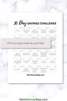 100 30 day money saving challenge printable