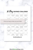 100 30 day money saving challenge printable