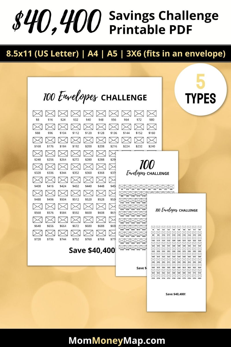 40000 Savings Challenge Printable Pdf Mom Money Map 5213