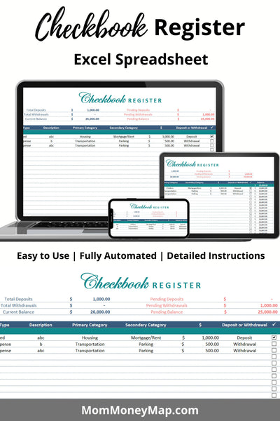 Checkbook Register Excel Spreadsheet