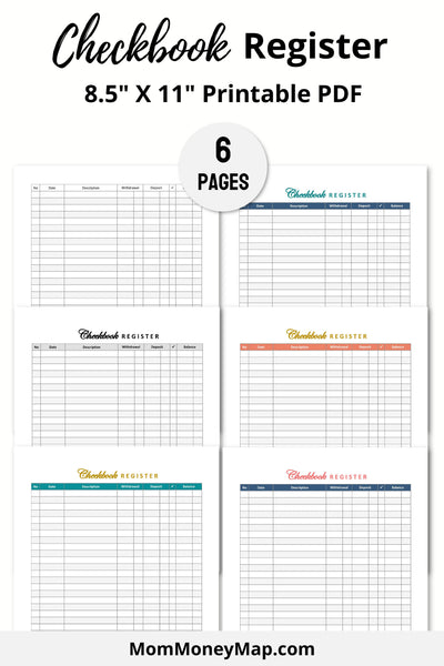 Check Register Printable PDF Mom Money Map