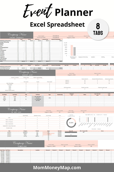 event planner spreadsheet