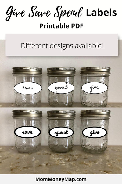 Give Save Spend Jar Stickers Printable PDF – Mom Money Map