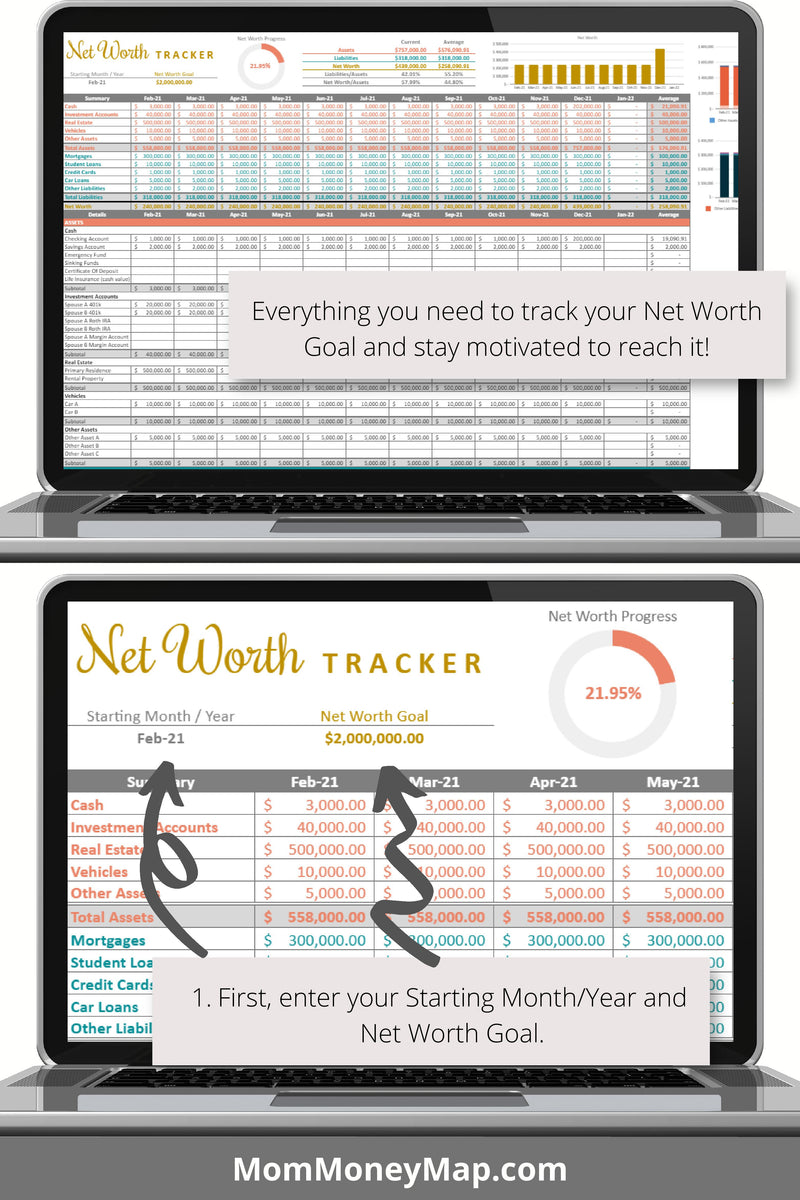 Net Worth Tracker Google Sheets Spreadsheet – Mom Money Map