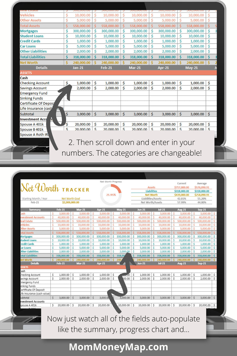 Net Worth Tracker Google Sheets Spreadsheet – Mom Money Map