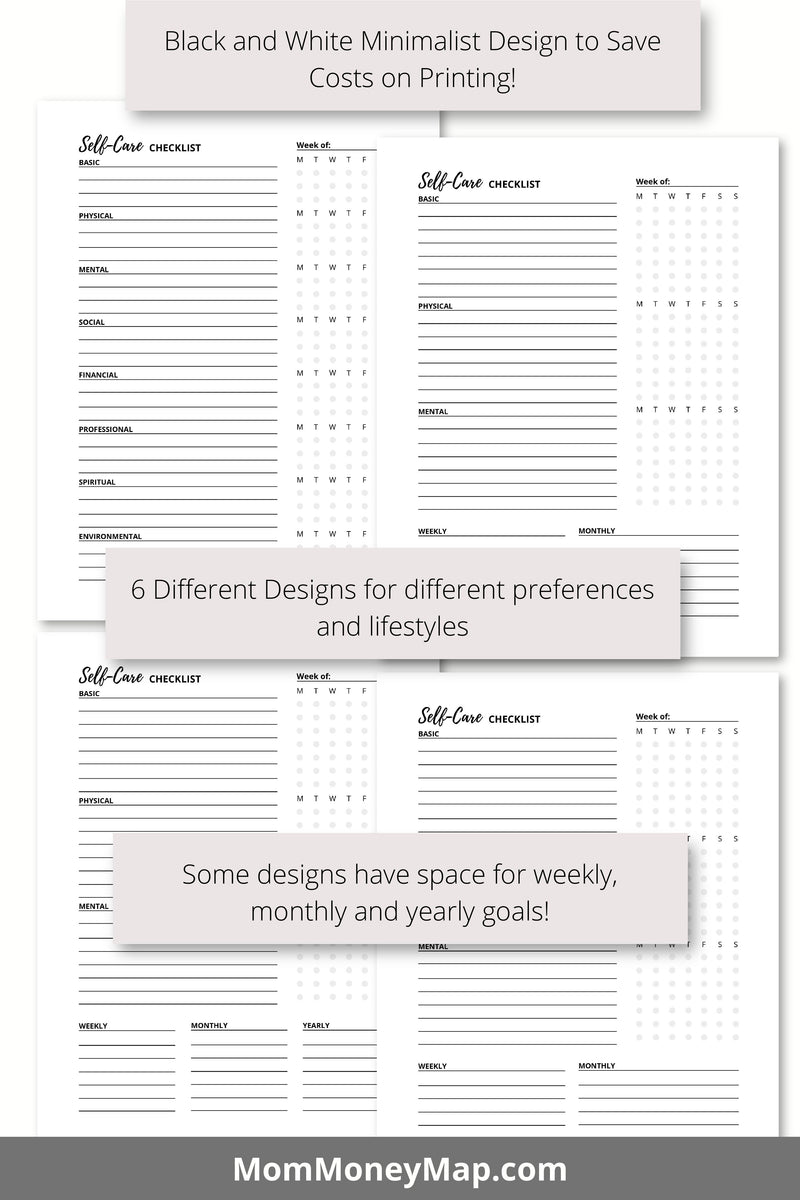 Self-Care Checklist Printable PDF – Mom Money Map