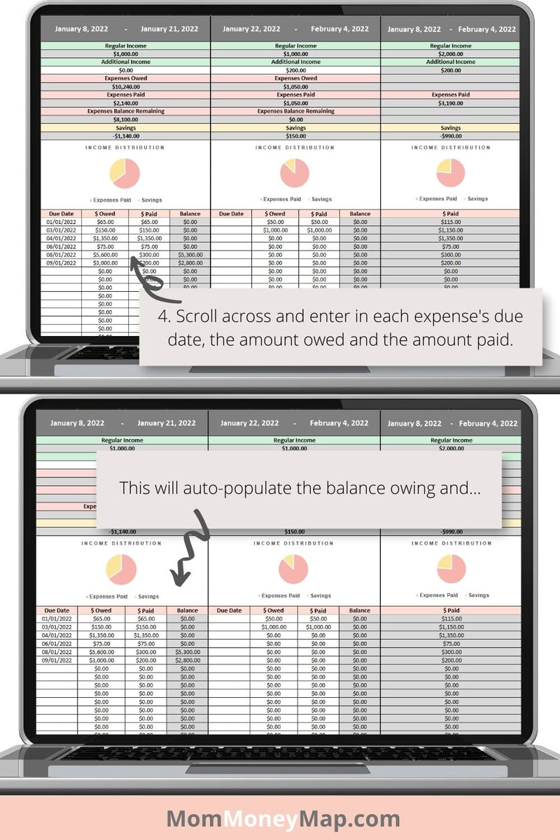 Biweekly Paycheck Expense Tracker Excel – Budget & Income Organizer ...
