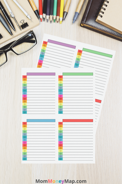Multi Level Checklist Blank Checklist Printable PDF – Multi-Color Task Tracker – Mom Money Map