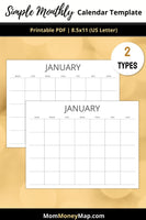 blank calendar month