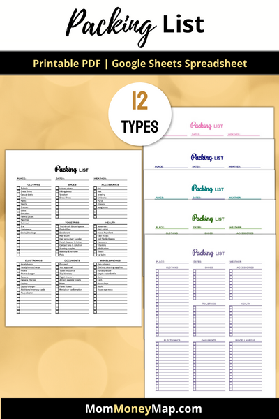 Packing List PDF & Google Sheets – Travel, Vacation & Trip Planner ...
