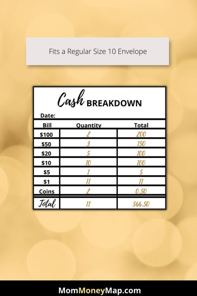 Cash Breakdown Slip Printable PDF – Mom Money Map
