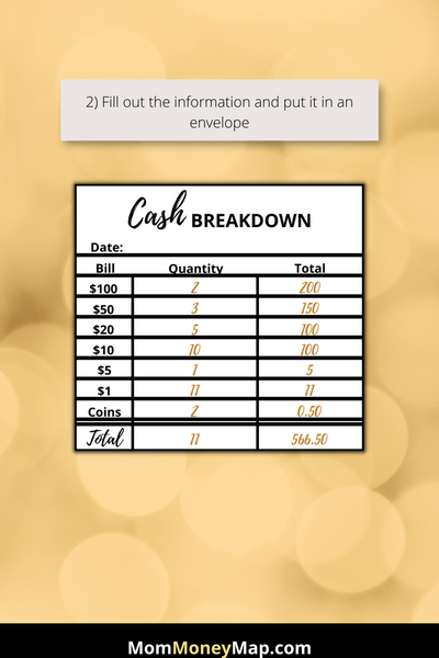 Cash Breakdown Slip and Sheet Bundle Printable PDF – Mom Money Map