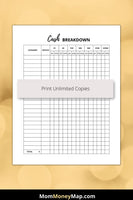 Cash Breakdown Sheet Printable PDF – Mom Money Map