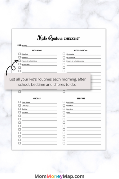 Routine Checklist For Child