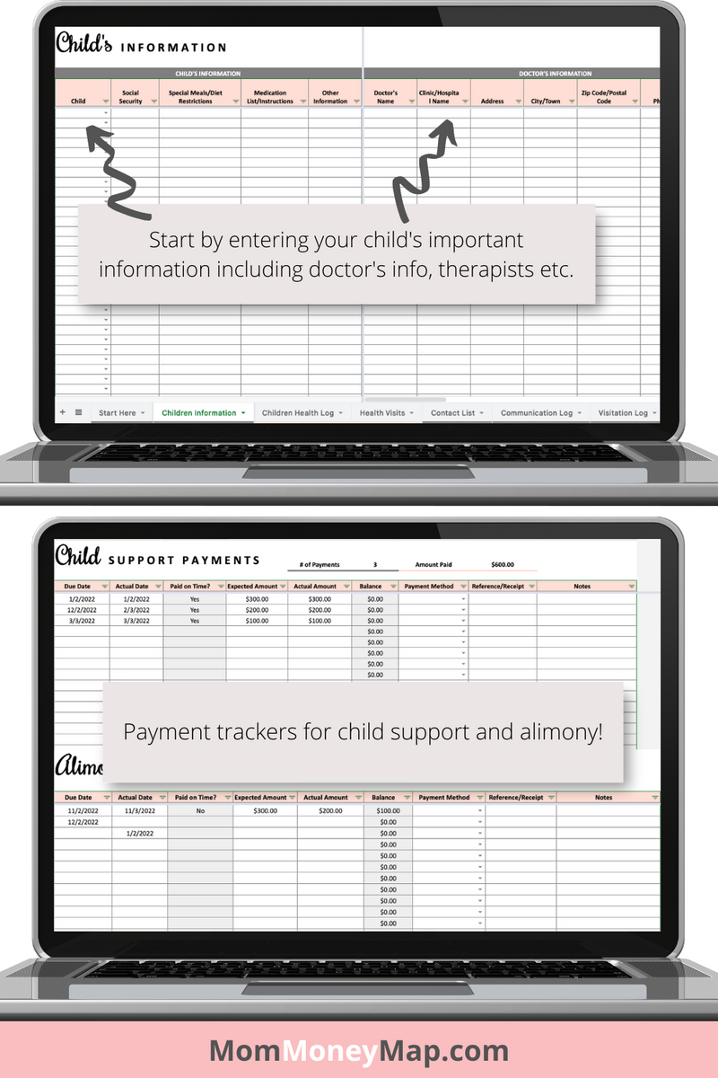 Co Parenting Planner Google Sheets - Child Support Spreadsheet Template 1200x1200 
