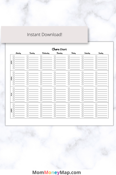 Chore Chart Printable PDF – Mom Money Map