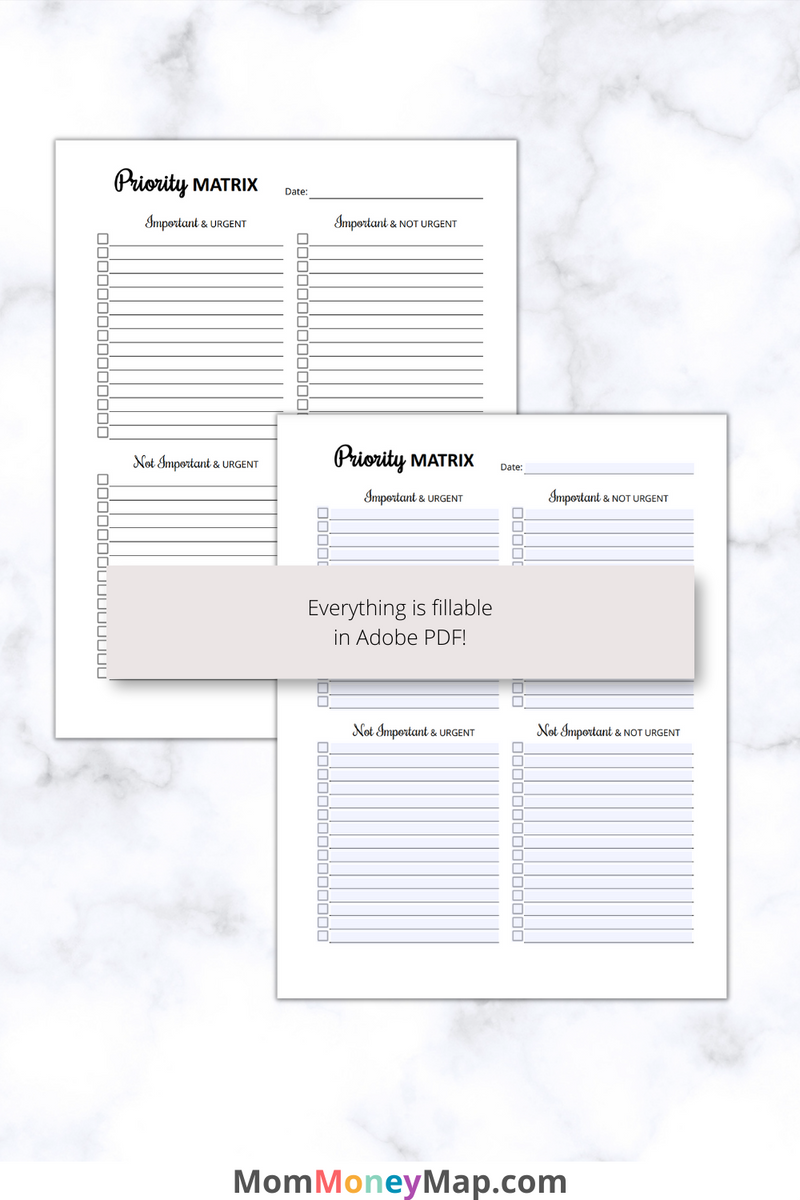 Priority Matrix Printable PDF | Task Management Planner – Mom Money Map
