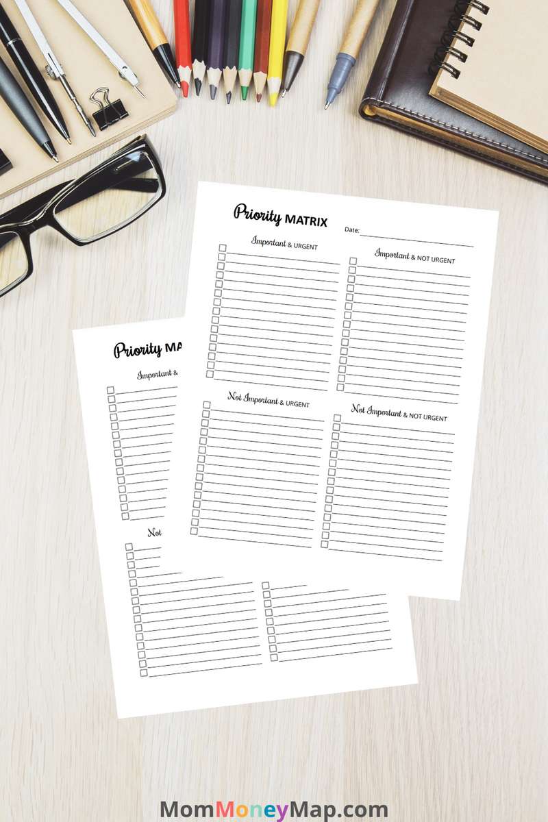 Priority Matrix Printable PDF | Task Management Planner – Mom Money Map