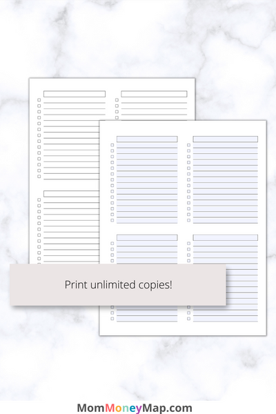 Money Checklist.pdf Blank Checklist Printable PDF – Simple To-Do List Template – Mom Money Map