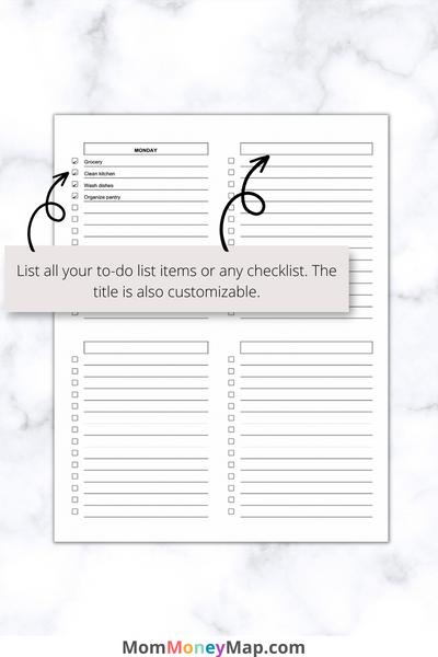Blank Checklist Printable PDF – Mom Money Map