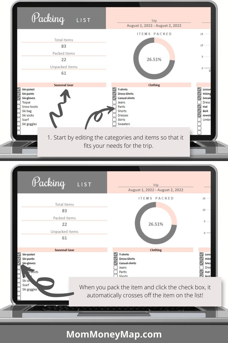 Packing List Google Sheets Spreadsheet – Mom Money Map