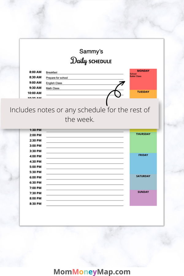 Kids Daily Schedule Printable PDF – Mom Money Map kids-daily-schedule-printable-pdf-mom-money-map