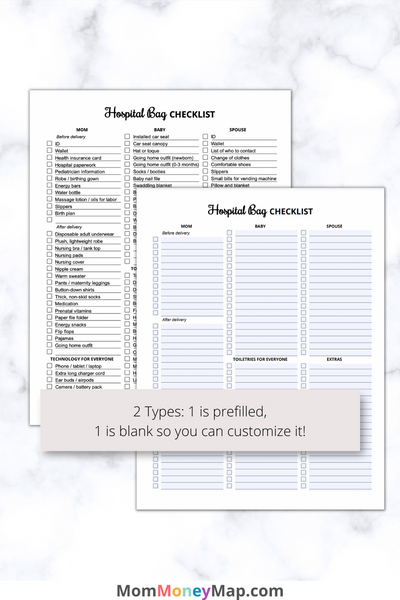 Complete Hospital Bag Checklist for Mum & Baby. (Printable PDF