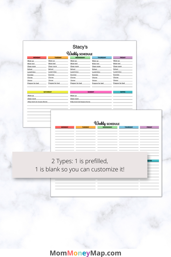 Kids Weekly Schedule Printable PDF – Mom Money Map kids-weekly-schedule-printable-pdf-mom-money-map