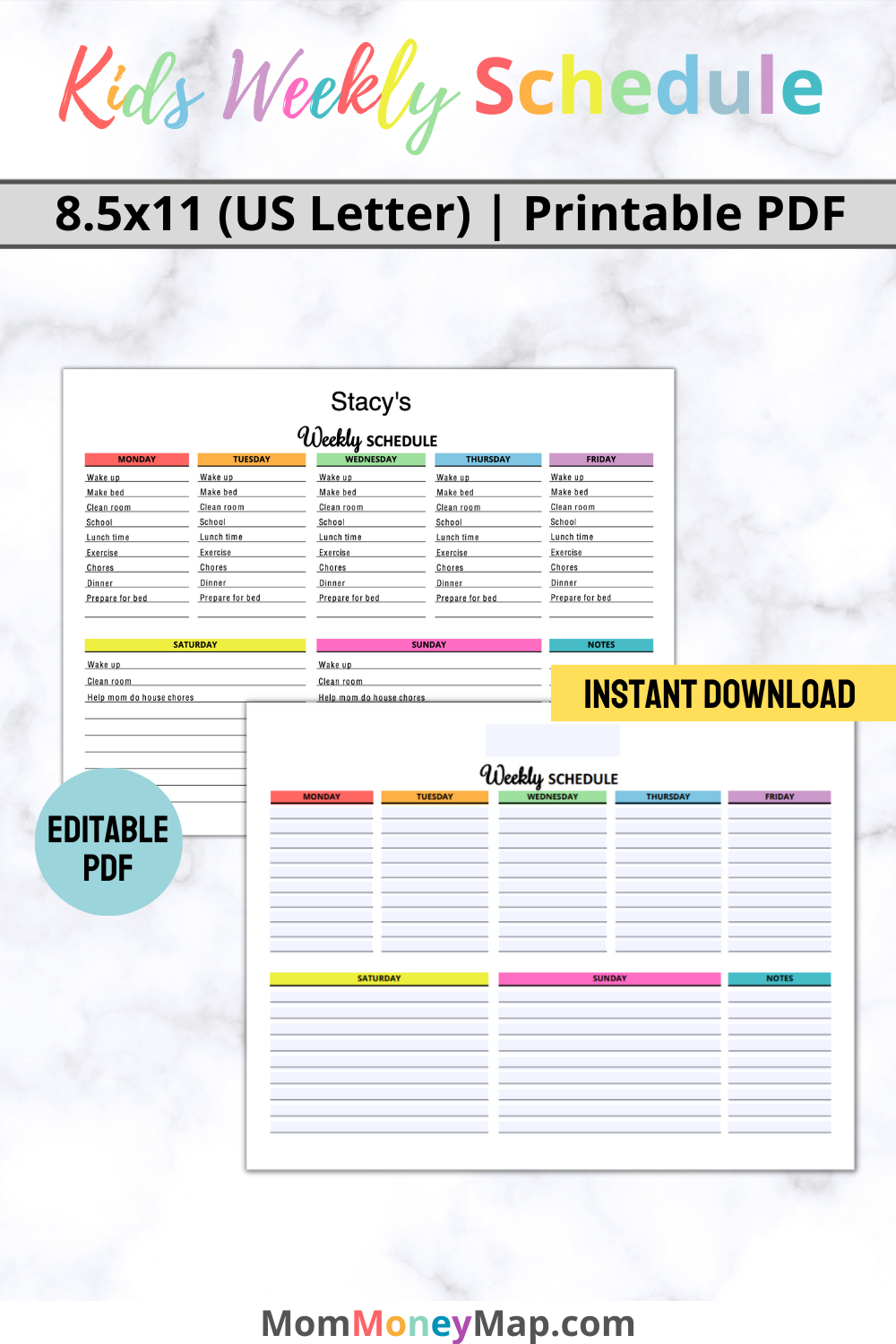 Kids Weekly Schedule Printable PDF – Mom Money Map kids-weekly-schedule-printable-pdf-mom-money-map