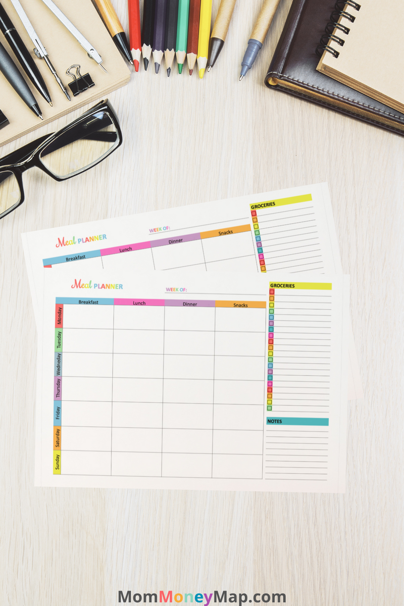 Menu Planner Printable PDF – Multi-Color Weekly Meal Planner – Mom ...