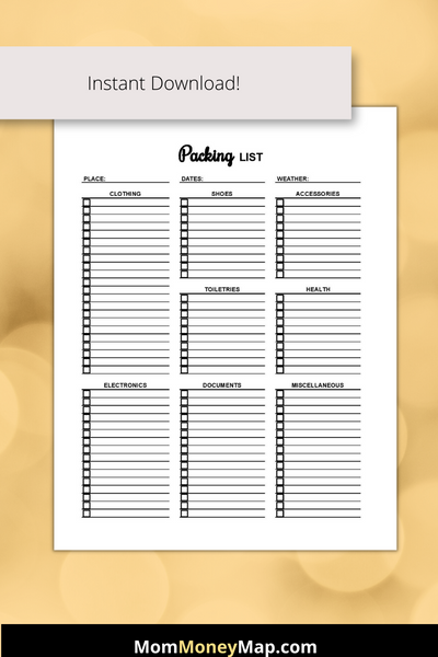 Pacir Checklist.pdf Packing List PDF & Google Sheets – Travel, Vacation & Trip Planner ...