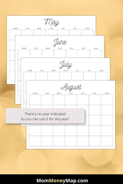 Monthly Map Monthly Calendar Printable PDF – Mom Money Map