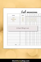 cash envelope breakdown worksheet