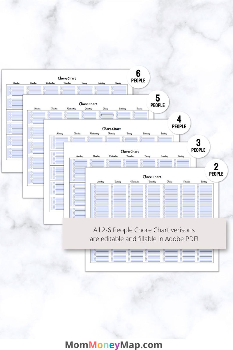 Chore Task Graph Chore Chart Printable PDF – Kids & Family Task Tracker – Mom Money Map