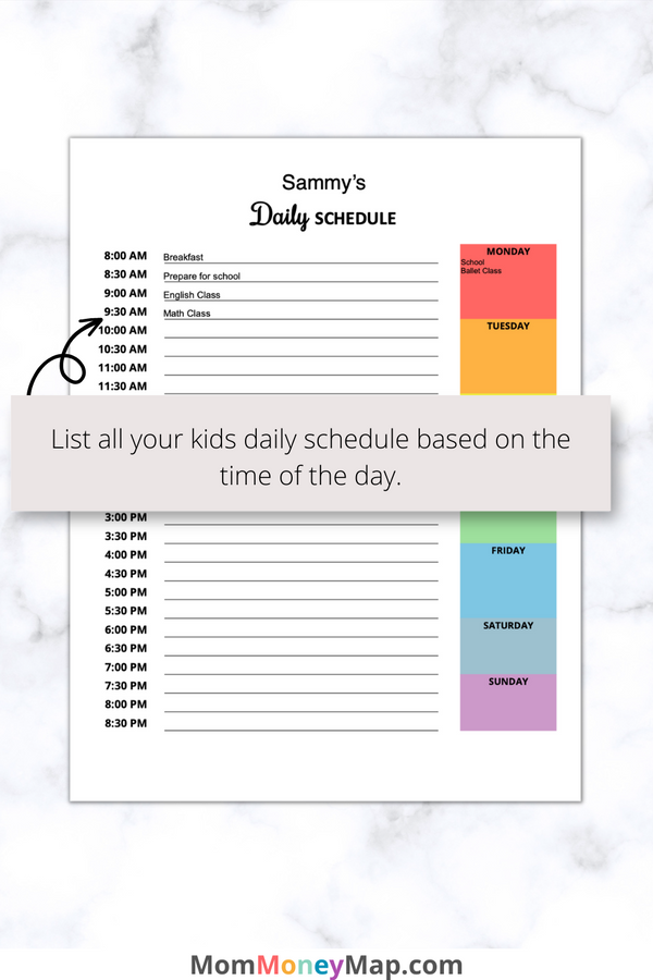 Kids Daily Schedule Printable PDF – Mom Money Map kids-daily-schedule-printable-pdf-mom-money-map