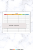 Work Log Printable PDF - Landscape - Multi-Color – Mom Money Map