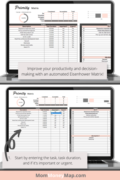Project Prioritization Spreadsheet Priority Matrix Excel Spreadsheet with Task Duration Column – Mom Money Map
