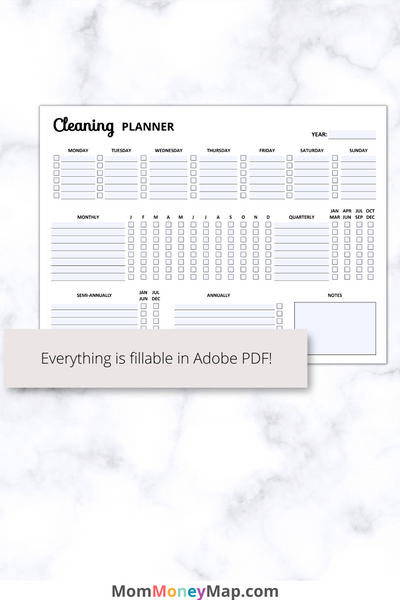 Cleaning Planner Printable PDF – Landscape Chore & Cleaning Organizer ...