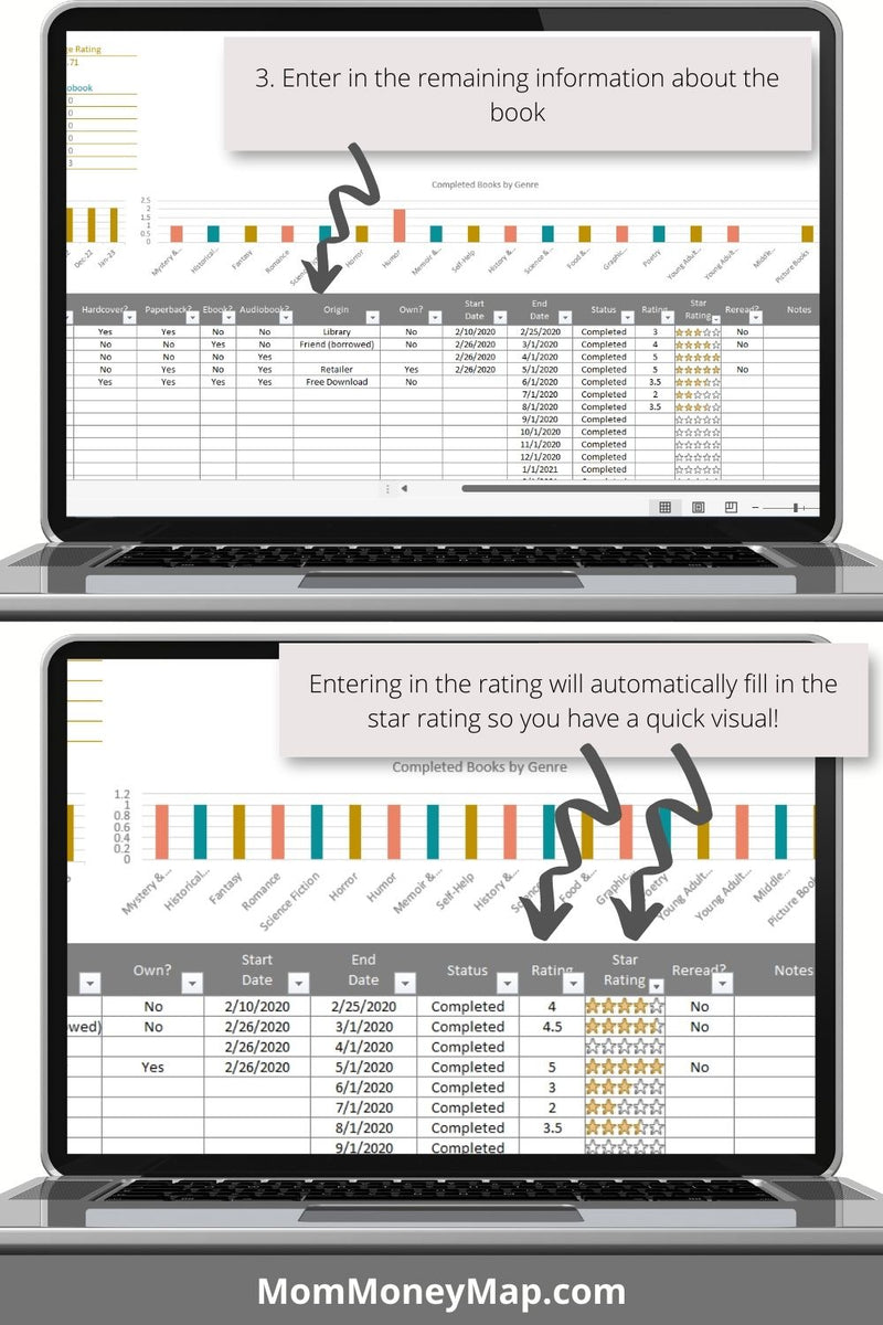 Reading Tracker Excel Spreadsheet Mom Money Map