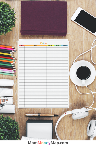 Colorful Printable Log Work Log Printable PDF – Portrait Multi-Color Task & Hours Tracker ...