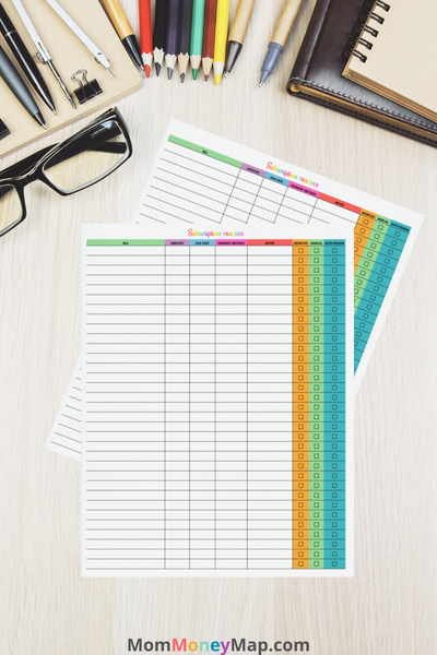 Subscription Tracker Printable PDF Multi Color Mom Money Map Subscription Tracker Printable PDF Multi Color Mom Money Map