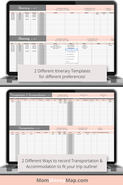 Vacation Planner Excel Spreadsheet – Travel & Trip Organizer – Mom ...