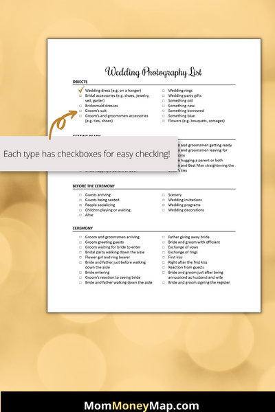 wedding photography checklist for photographers grande