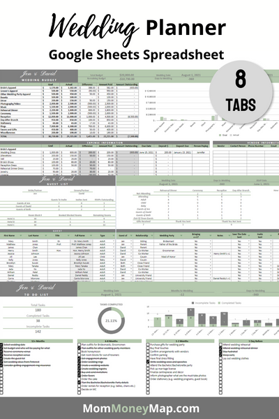 google sheets wedding planning template