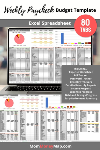Weekly. Check Income Weekly Paycheck Budget Excel Spreadsheet – Mom Money Map